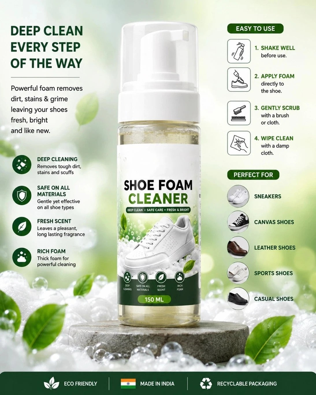 Shoe Cleaner Foam Spray